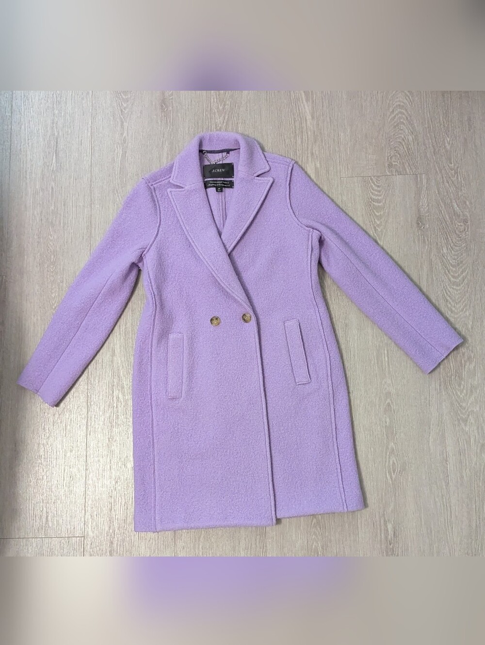 J. Crew Lilac Double-Breasted Wool-Blend Pea Coat Size 2P EUC!